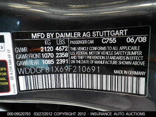 WDDGF81X69F210691 2009 MERCEDES-BENZ C300 photo no. 9