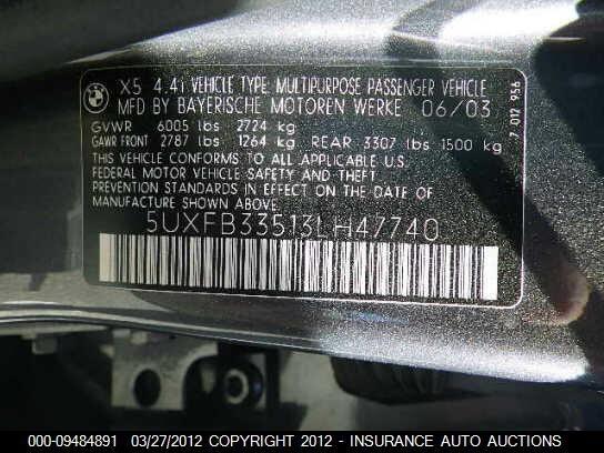 5UXFB33513LH47740 2003 BMW X5 photo no. 9