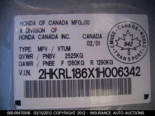 2HKRL186X1H006342 2001 HONDA ODYSSEY photo no. 9