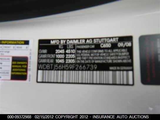 WDBTJ56H59F266739 2009 MERCEDES-BENZ CLK350 photo no. 8