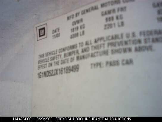 1G1ND52JX16189499 2001 CHEVROLET MALIBU photo no. 9