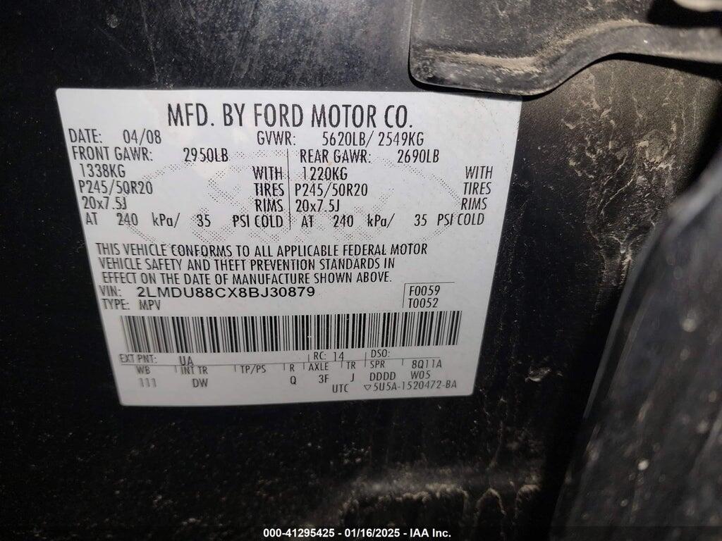 2LMDU88CX8BJ30879 2008 LINCOLN MKX photo no. 9