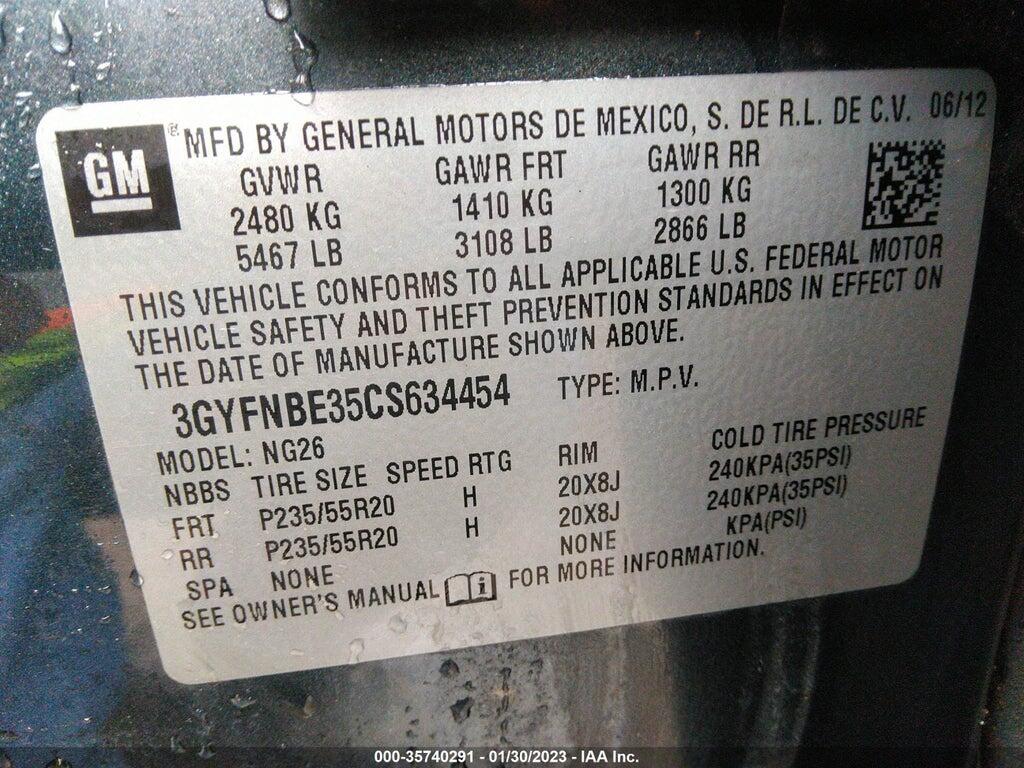 3GYFNBE35CS634454 2012 CADILLAC SRX photo no. 9