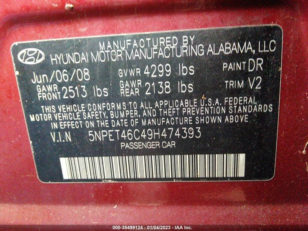 5NPET46C49H474393 2009 HYUNDAI SONATA photo no. 9