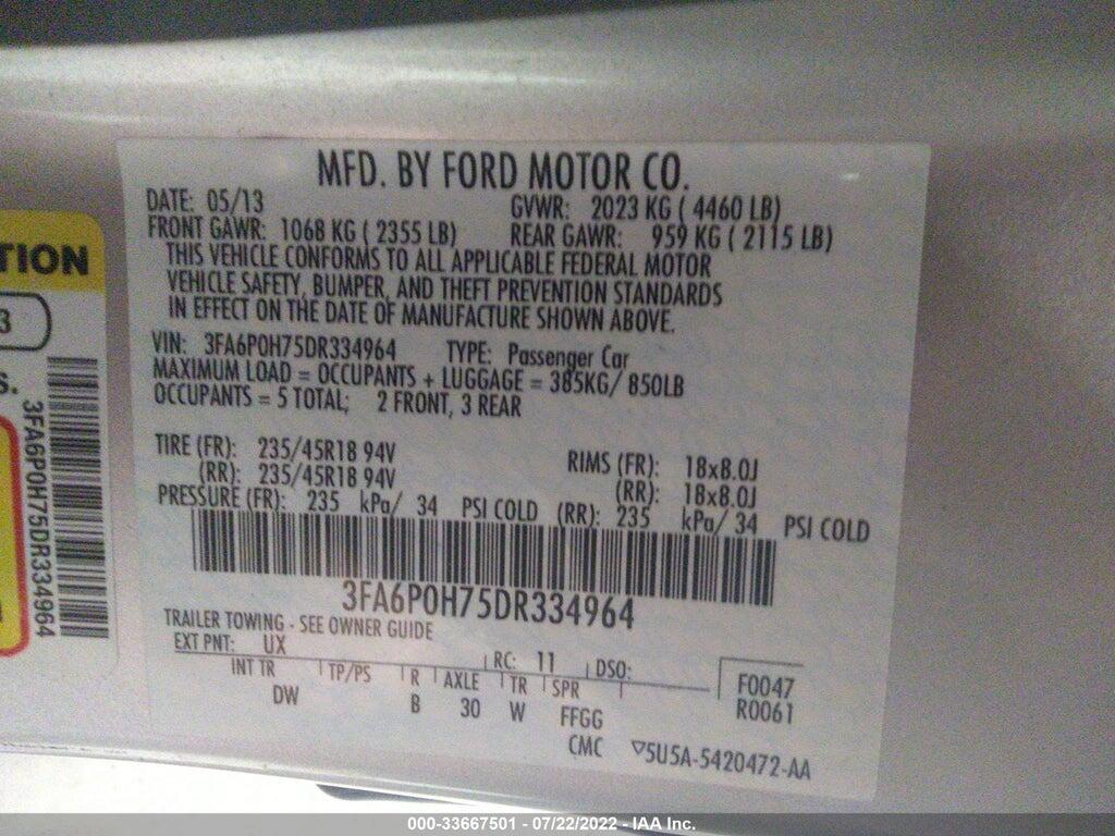 3FA6P0H75DR334964 2013 FORD FUSION photo no. 9