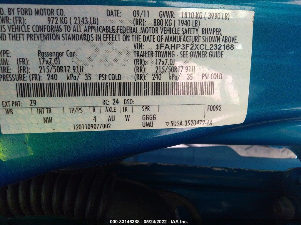 1FAHP3F2XCL232168 2012 FORD FOCUS photo no. 9