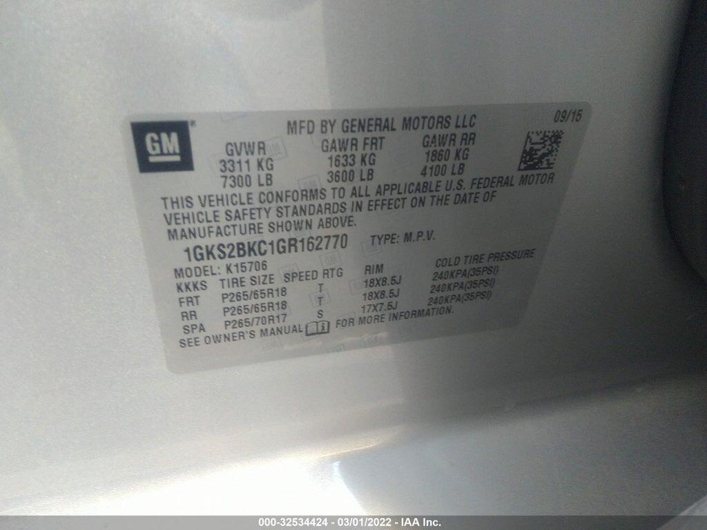 1GKS2BKC1GR162770 2016 GMC YUKON photo no. 9