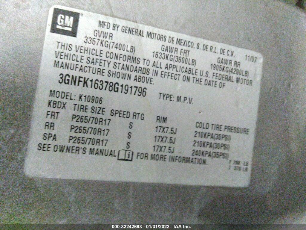 3GNFK16378G191796 2008 CHEVROLET SUBURBAN photo no. 9