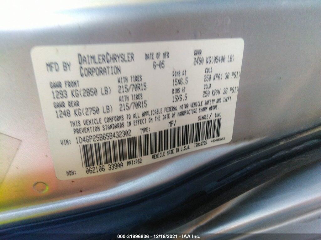 1D4GP25B65B432302 2005 DODGE CARAVAN photo no. 9