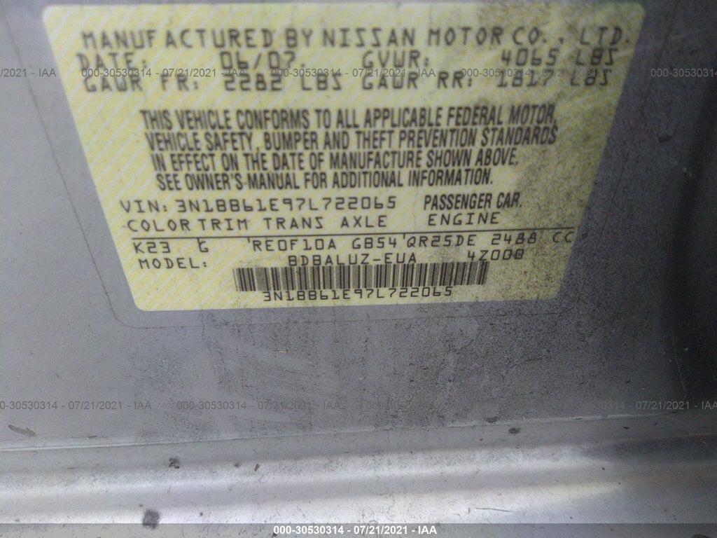 3N1BB61E97L722065 2007 NISSAN SENTRA photo no. 9