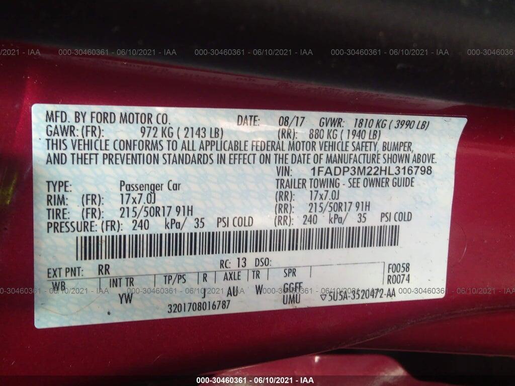 1FADP3M22HL316798 2017 FORD FOCUS photo no. 9