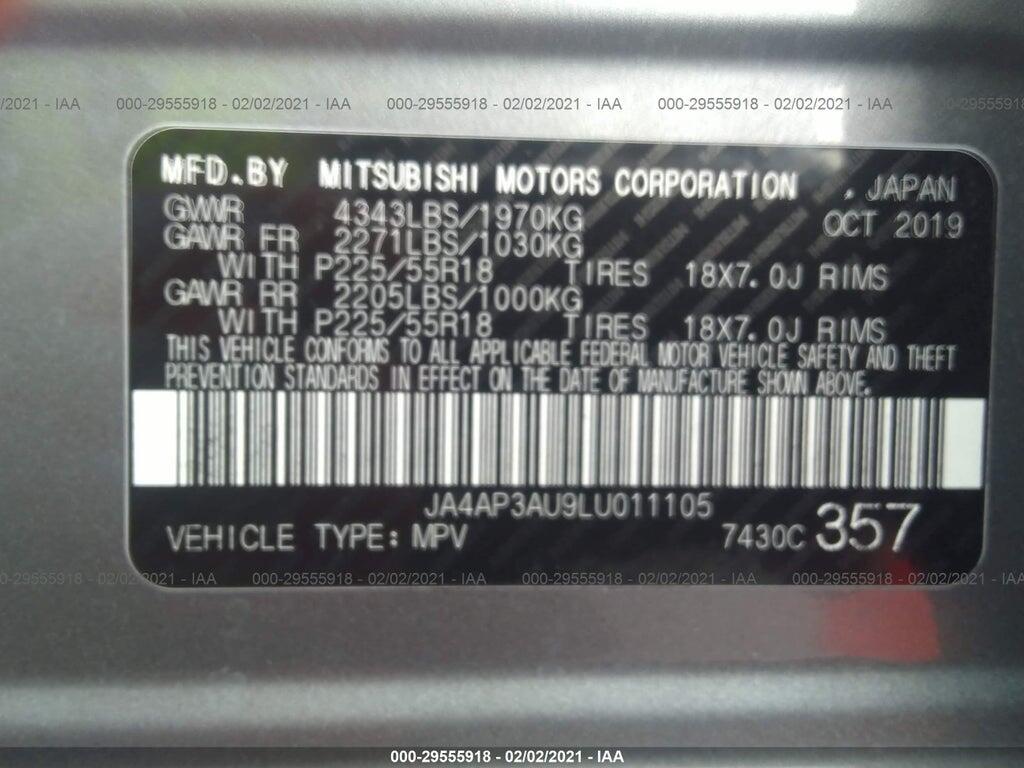 JA4AP3AU9LU011105 2020 MITSUBISHI OUTLANDER SPORT photo no. 9