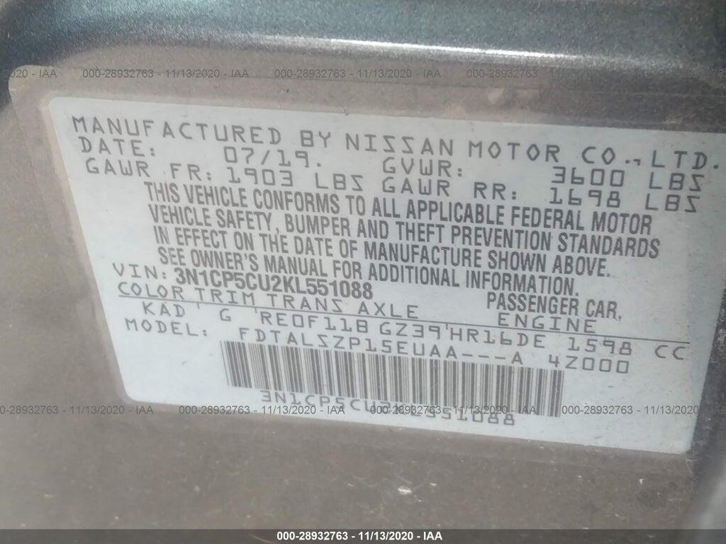 3N1CP5CU2KL551088 2019 NISSAN KICKS photo no. 9