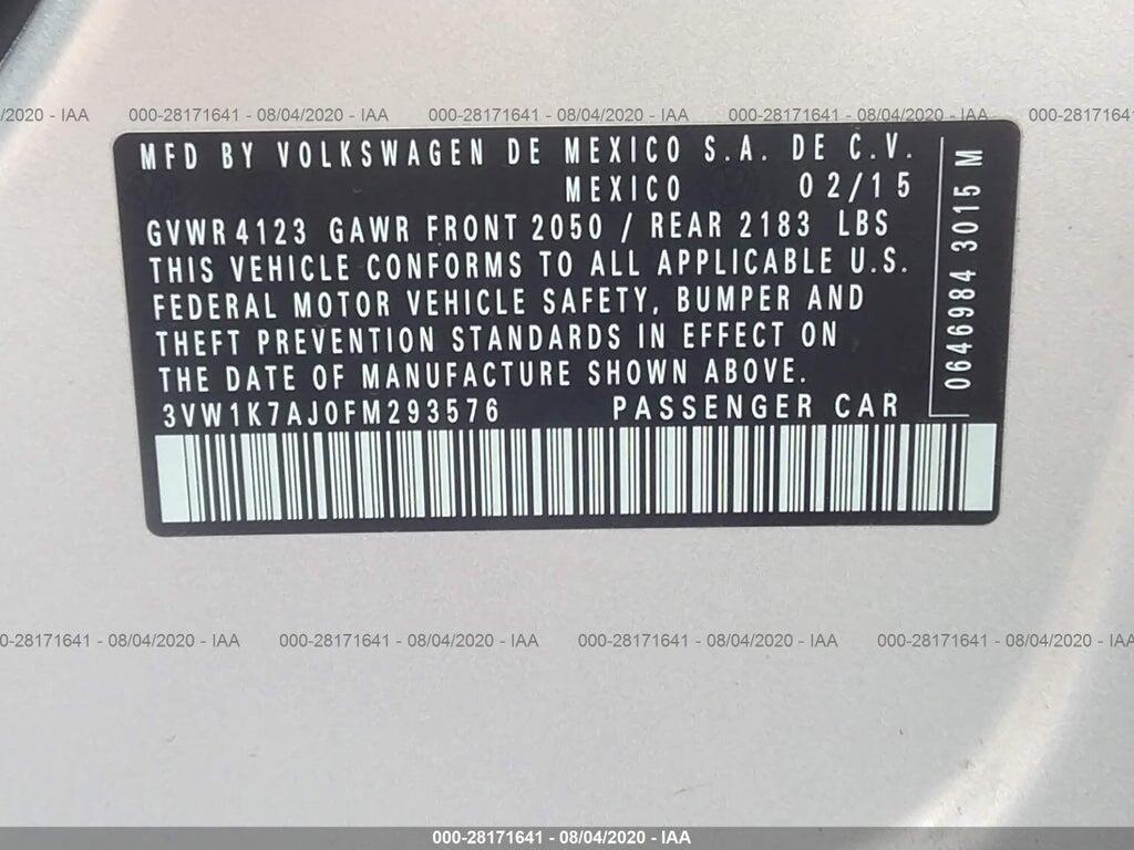 3VW1K7AJ0FM293576 2015 VOLKSWAGEN JETTA SEDAN photo no. 9