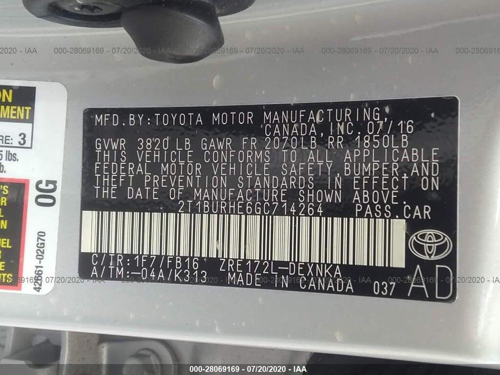 2T1BURHE6GC714264 2016 TOYOTA COROLLA photo no. 9