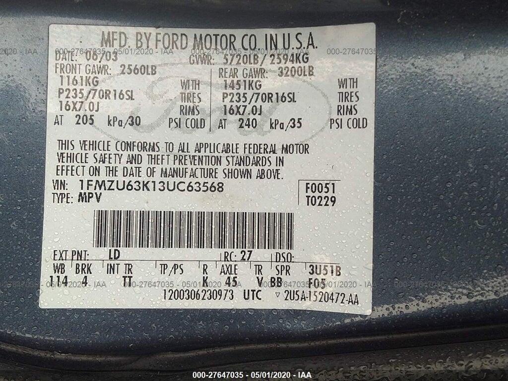 1FMZU63K13UC63568 2003 FORD EXPLORER photo no. 9