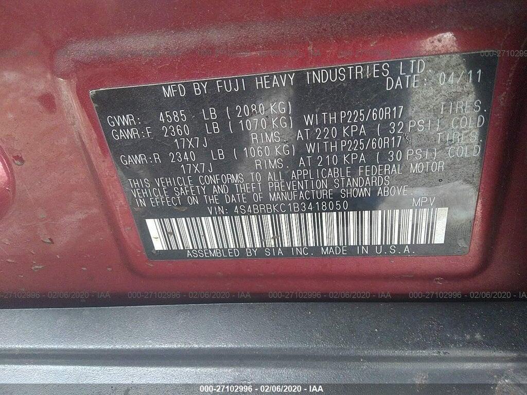 4S4BRBKC1B3418050 2011 SUBARU OUTBACK photo no. 9