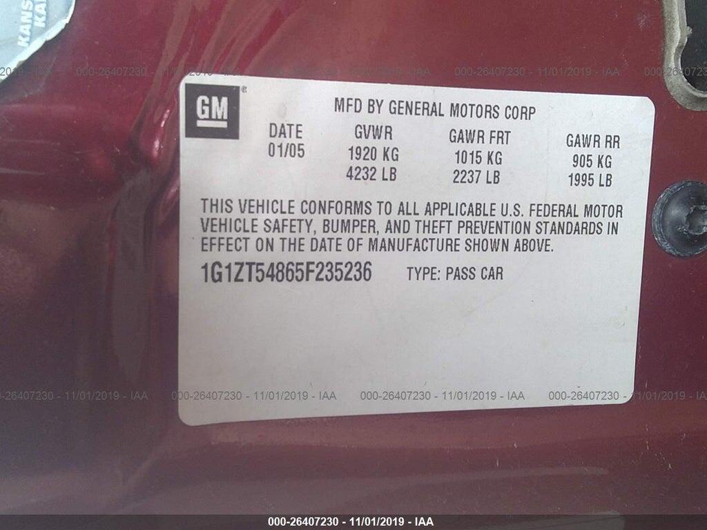 1G1ZT54865F235236 2005 CHEVROLET MALIBU photo no. 9