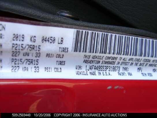 1J4FA49S53P318673 2003 JEEP WRANGLER/TJ photo no. 7