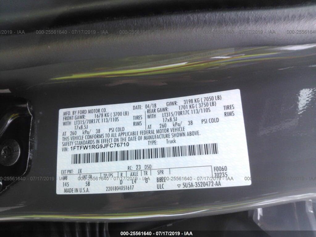 1FTFW1RG9JFC76710 2018 FORD F150 photo no. 9