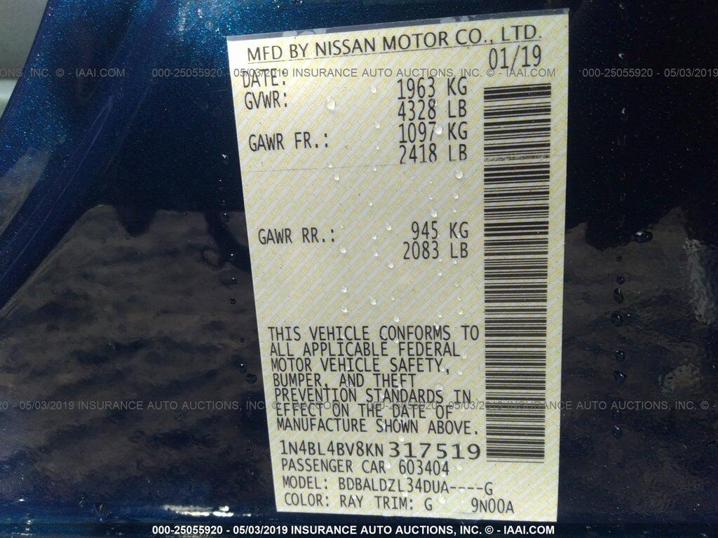 1N4BL4BV8KN317519 2019 NISSAN ALTIMA photo no. 9
