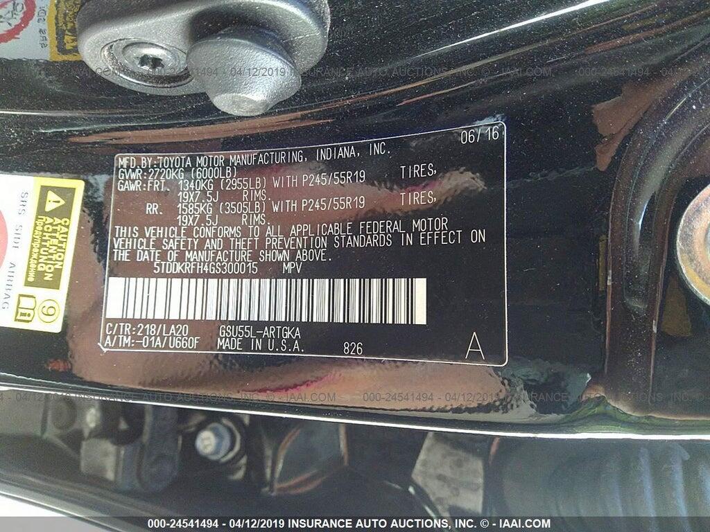 5TDDKRFH4GS300015 2016 TOYOTA HIGHLANDER photo no. 9