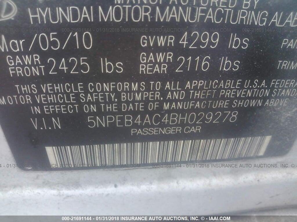 5NPEB4AC4BH029278 2011 HYUNDAI SONATA photo no. 9