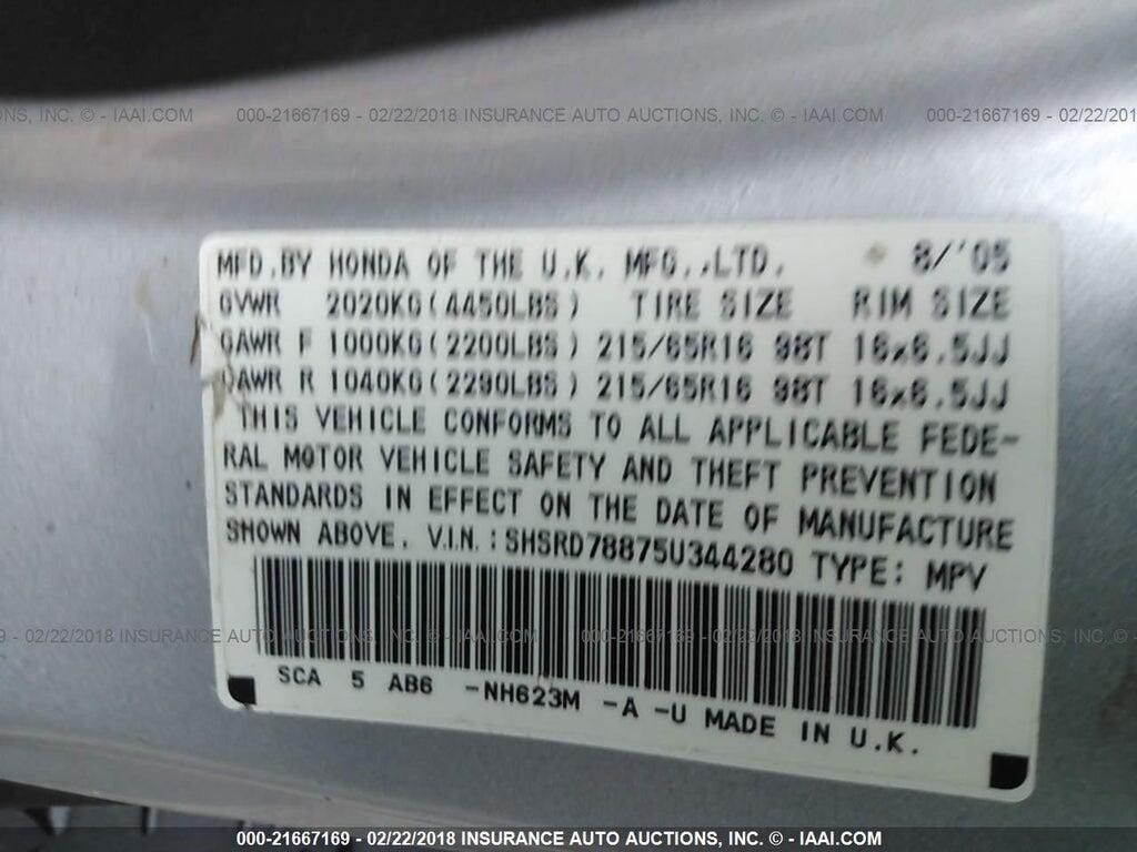 SHSRD78875U344280 2005 HONDA CR-V photo no. 9