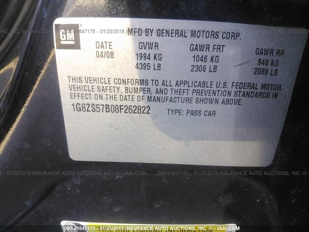 1G8ZS57B08F262822 2008 SATURN AURA photo no. 9