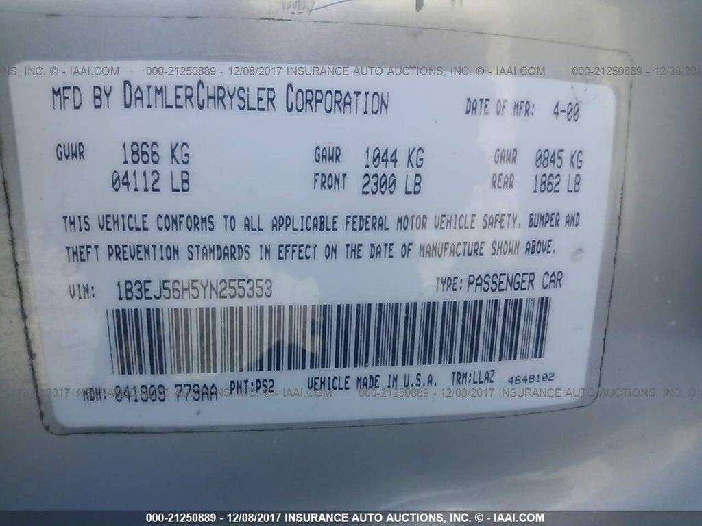 1B3EJ56H5YN255353 2000 DODGE STRATUS photo no. 9