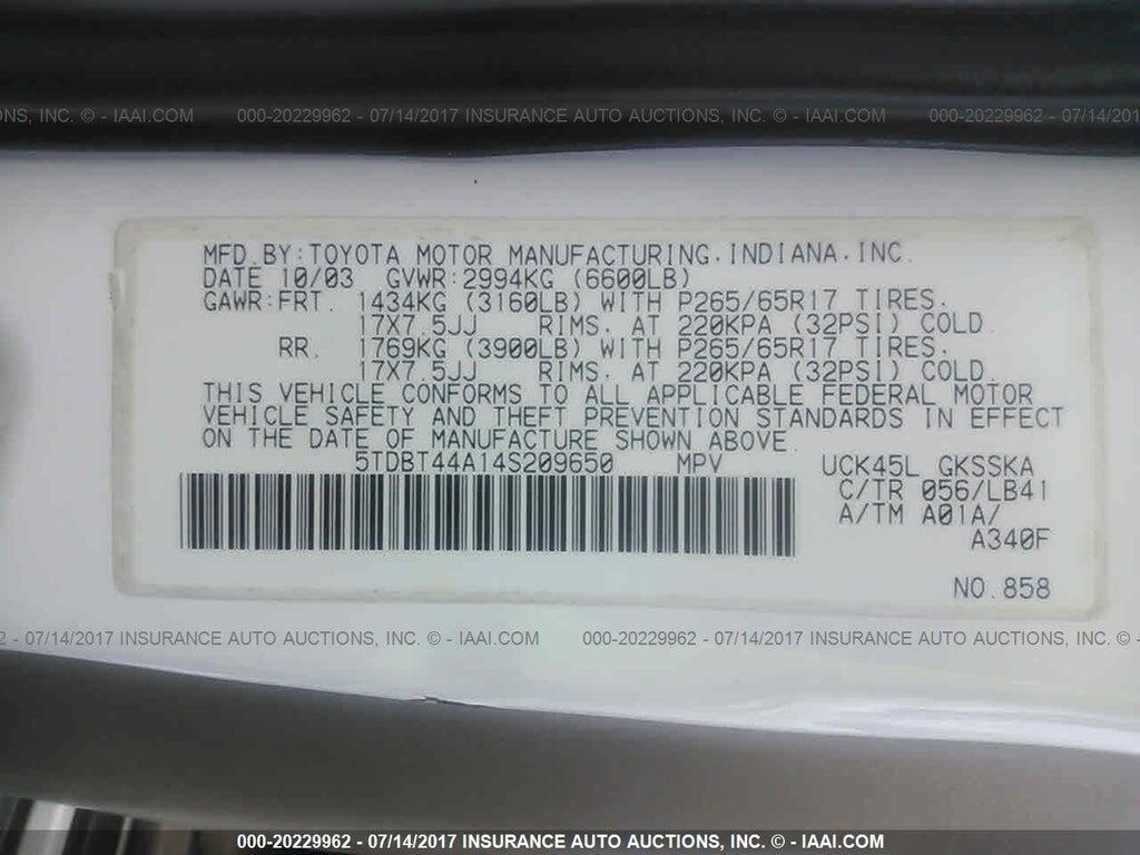 5TDBT44A14S209650 2004 TOYOTA SEQUOIA photo no. 9