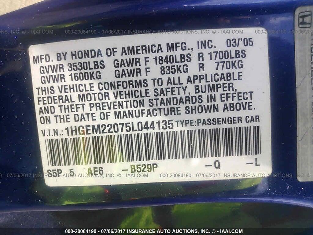 1HGEM22075L044135 2005 HONDA CIVIC photo no. 9