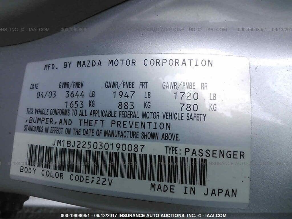 JM1BJ225030190087 2003 MAZDA PROTEGE photo no. 9