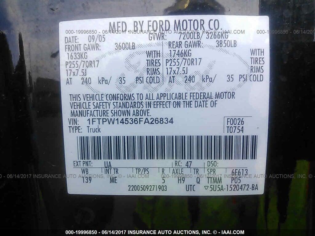 1FTPW14536FA26834 2006 FORD F150 photo no. 9