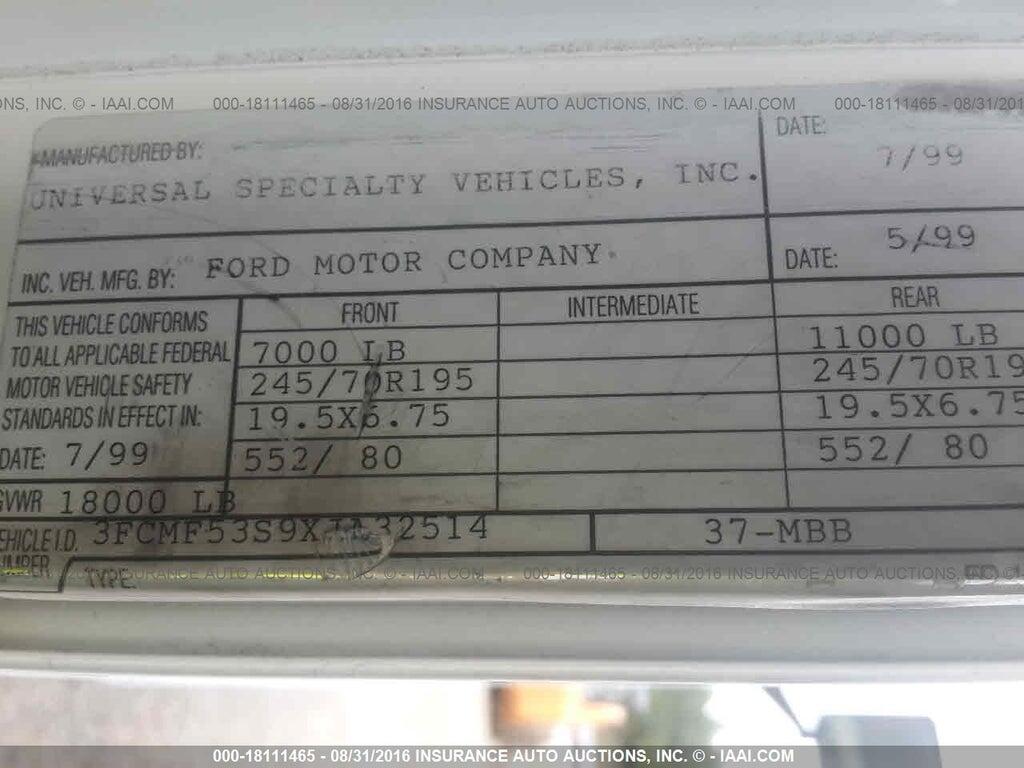 3FCMF53S9XJA32514 1999 FORD F550 MOTORHOME photo no. 9