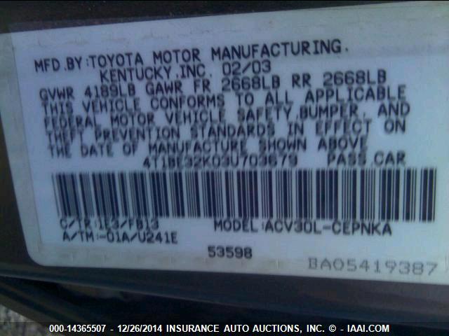 4T1BE32K03U703679 2003 TOYOTA CAMRY photo no. 9