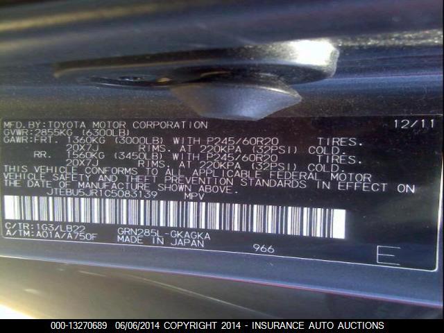 JTEBU5JR1C5083139 2012 TOYOTA 4 RUNNER photo no. 9