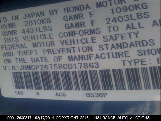 JHMCP26758C017863 2008 HONDA ACCORD photo no. 9