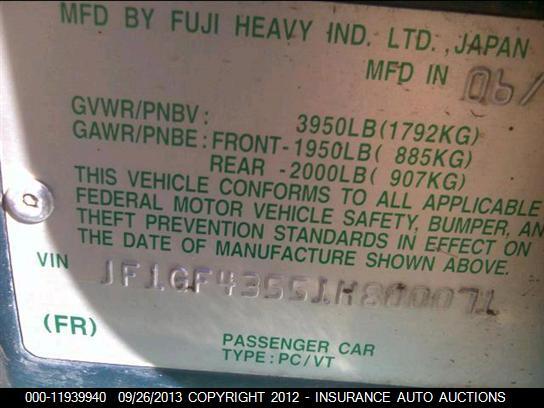 JF1GF43551H800071 2001 SUBARU IMPREZA photo no. 9