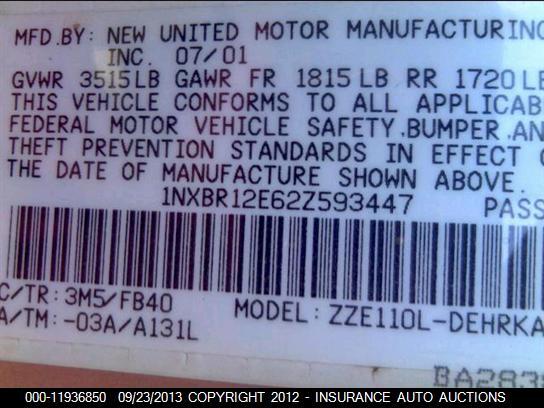 1NXBR12E62Z593447 2002 TOYOTA COROLLA (U.S. photo no. 9