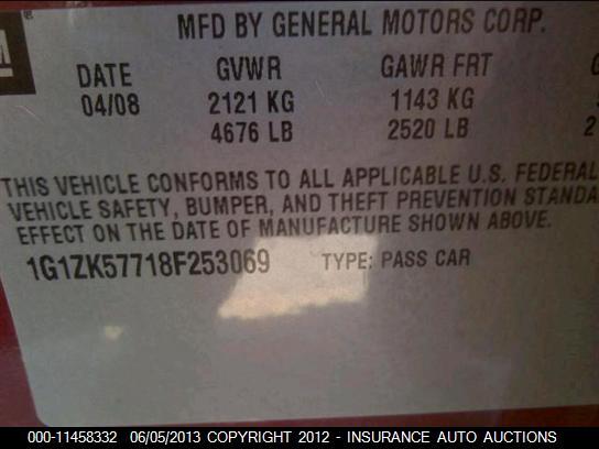 1G1ZK57718F253069 2008 CHEVROLET MALIBU photo no. 9