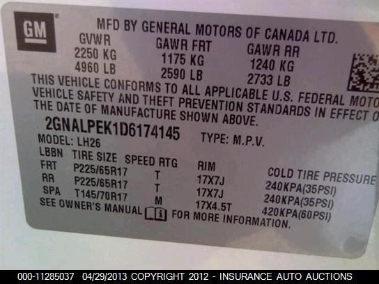 2GNALPEK1D6174145 2013 CHEVROLET EQUINOX photo no. 9