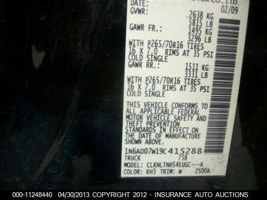1N6AD07W19C415288 2009 NISSAN FRONTIER photo no. 9