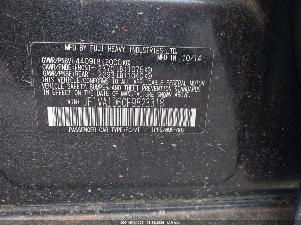 JF1VA1D60F9823318 2015 SUBARU WRX photo no. 9