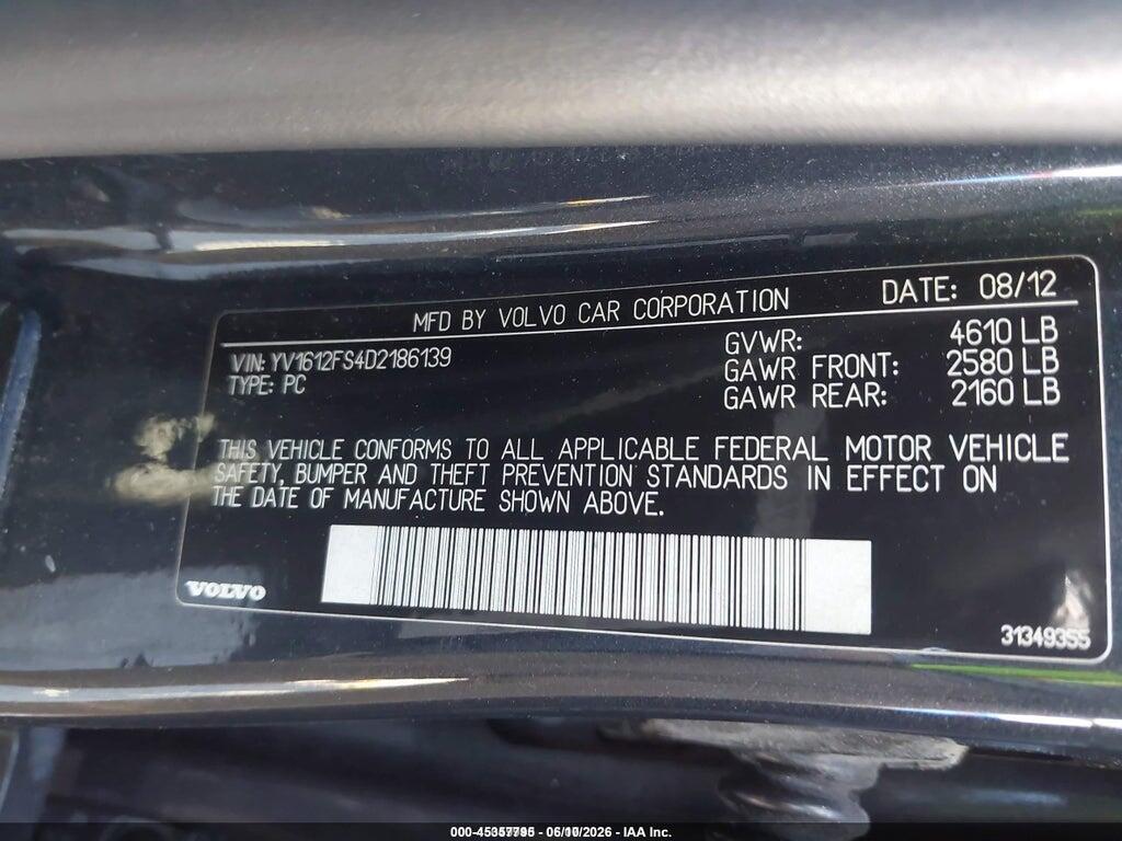 YV1612FS4D2186139 2013 VOLVO S60 photo no. 9