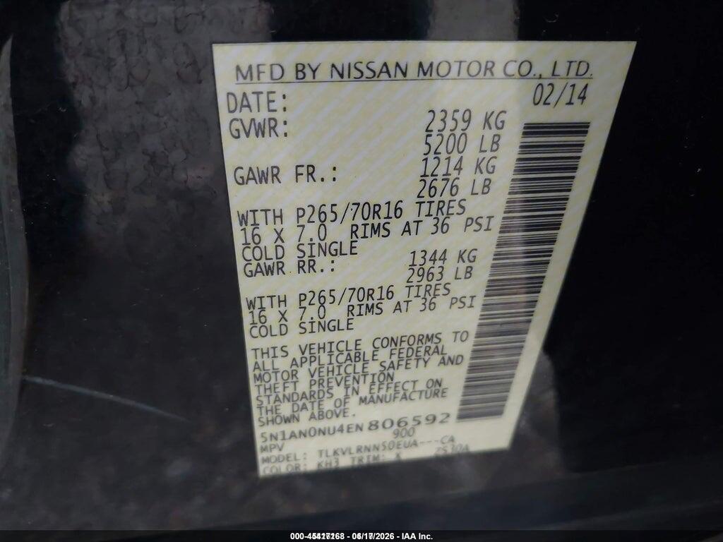 5N1AN0NU4EN806592 2014 NISSAN XTERRA photo no. 9