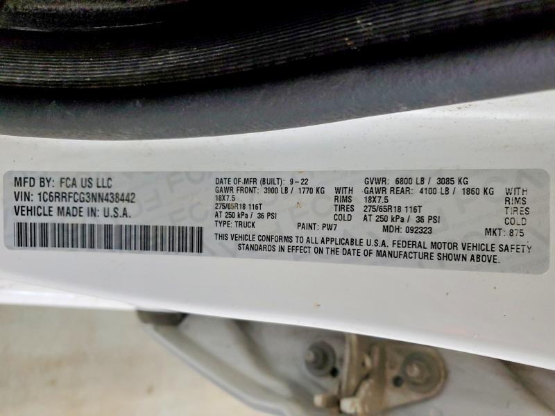 1C6RRFCG3NN438442 2022 RAM 1500 photo no. 12