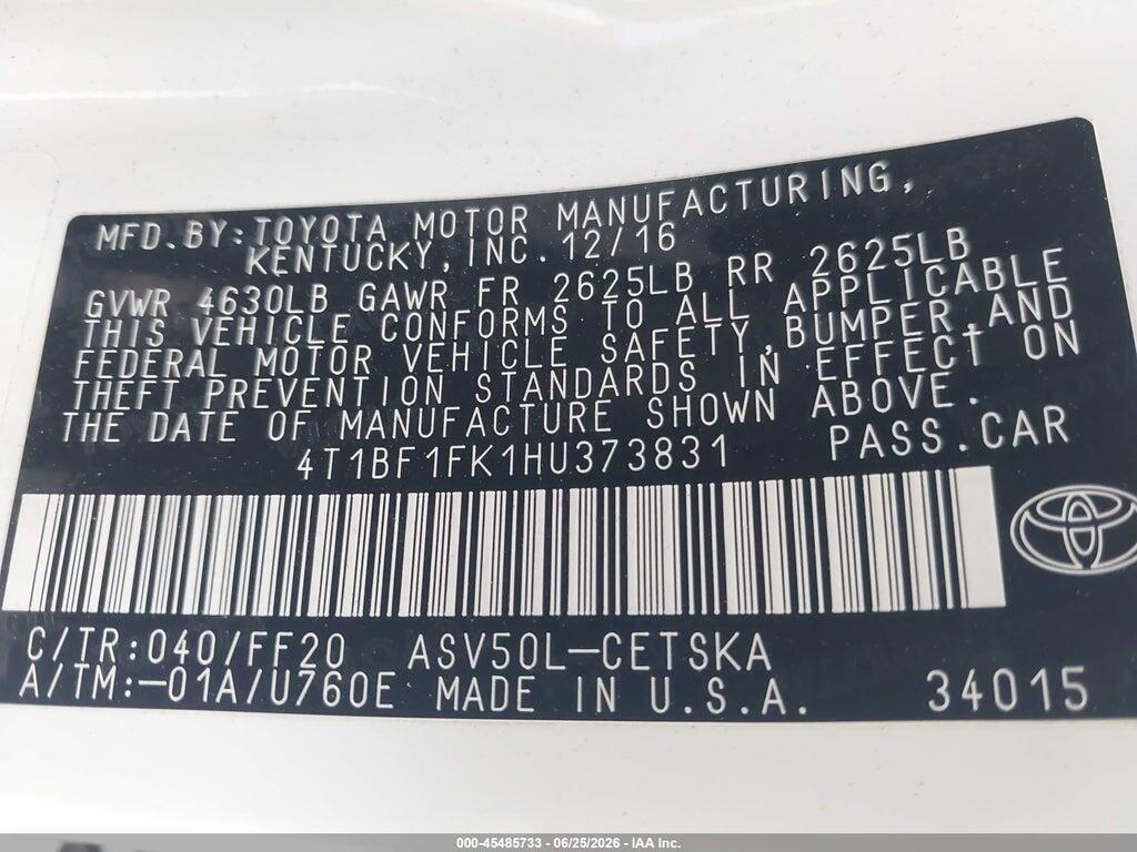 4T1BF1FK1HU373831 2017 TOYOTA CAMRY photo no. 9