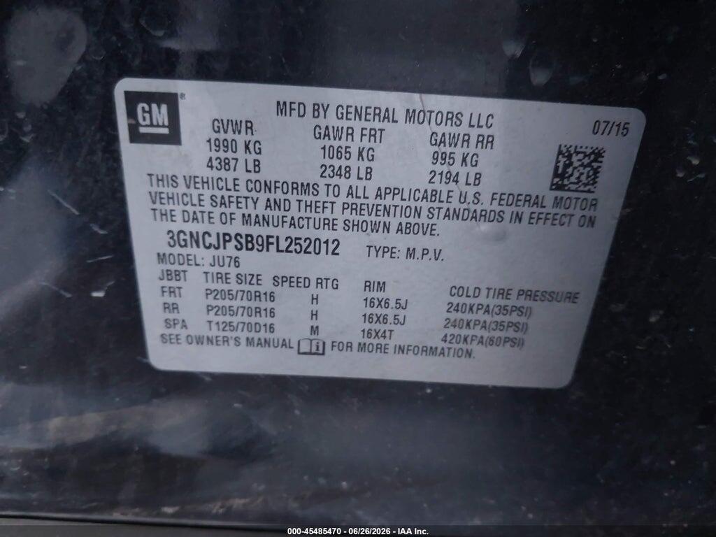 3GNCJPSB9FL252012 2015 CHEVROLET TRAX photo no. 9