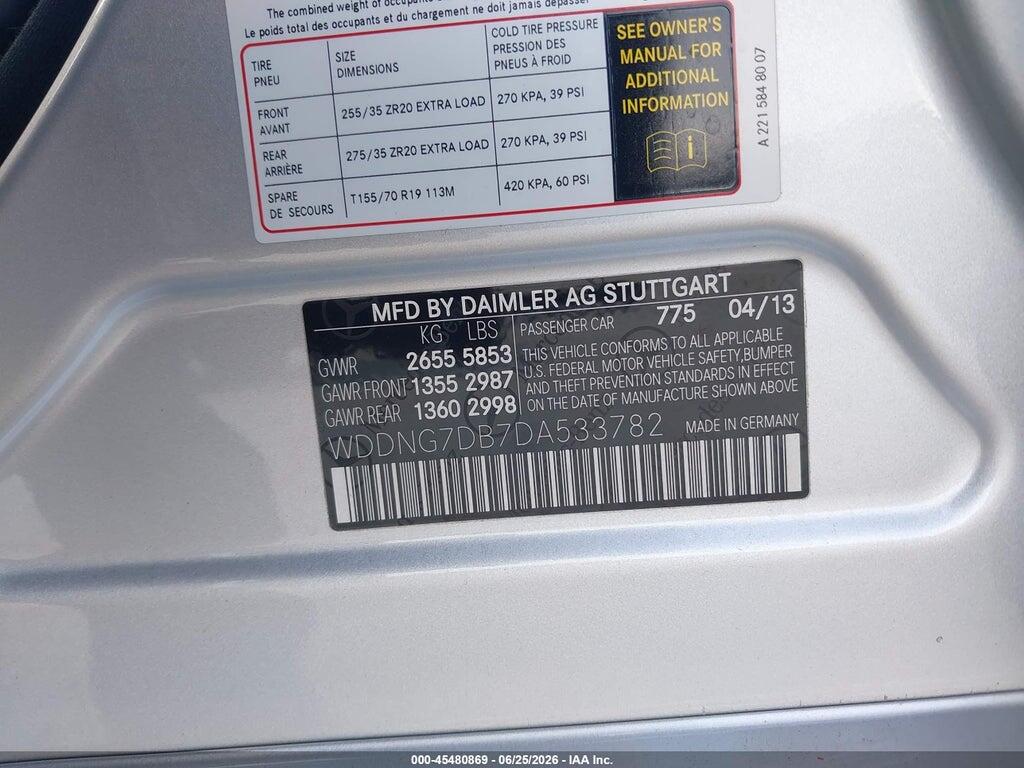 WDDNG7DB7DA533782 2013 MERCEDES-BENZ S 550 photo no. 9